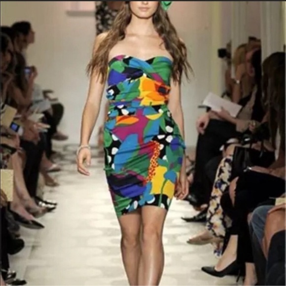 DVF Diane Von Furstenberg CALIDA Runway Dress Tropical Dot Flower Silk Sz 2 - Picture 2 of 11